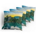 thumbnail image 5 of Ambesonne Nature Throw Pillow Cover 4 Pack, Sunrise at Lake, 16", Blue Green, 5 of 7