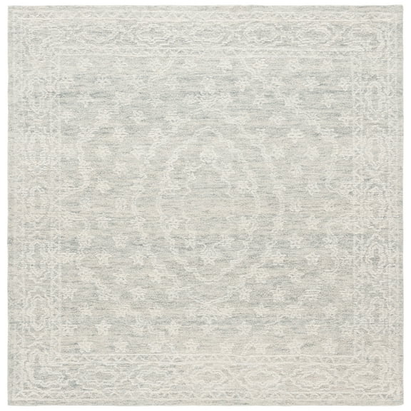 SAFAVIEH Ebony Aifric Medallion Area Rug, Ivory/Light Blue, 6' x 6' Square
