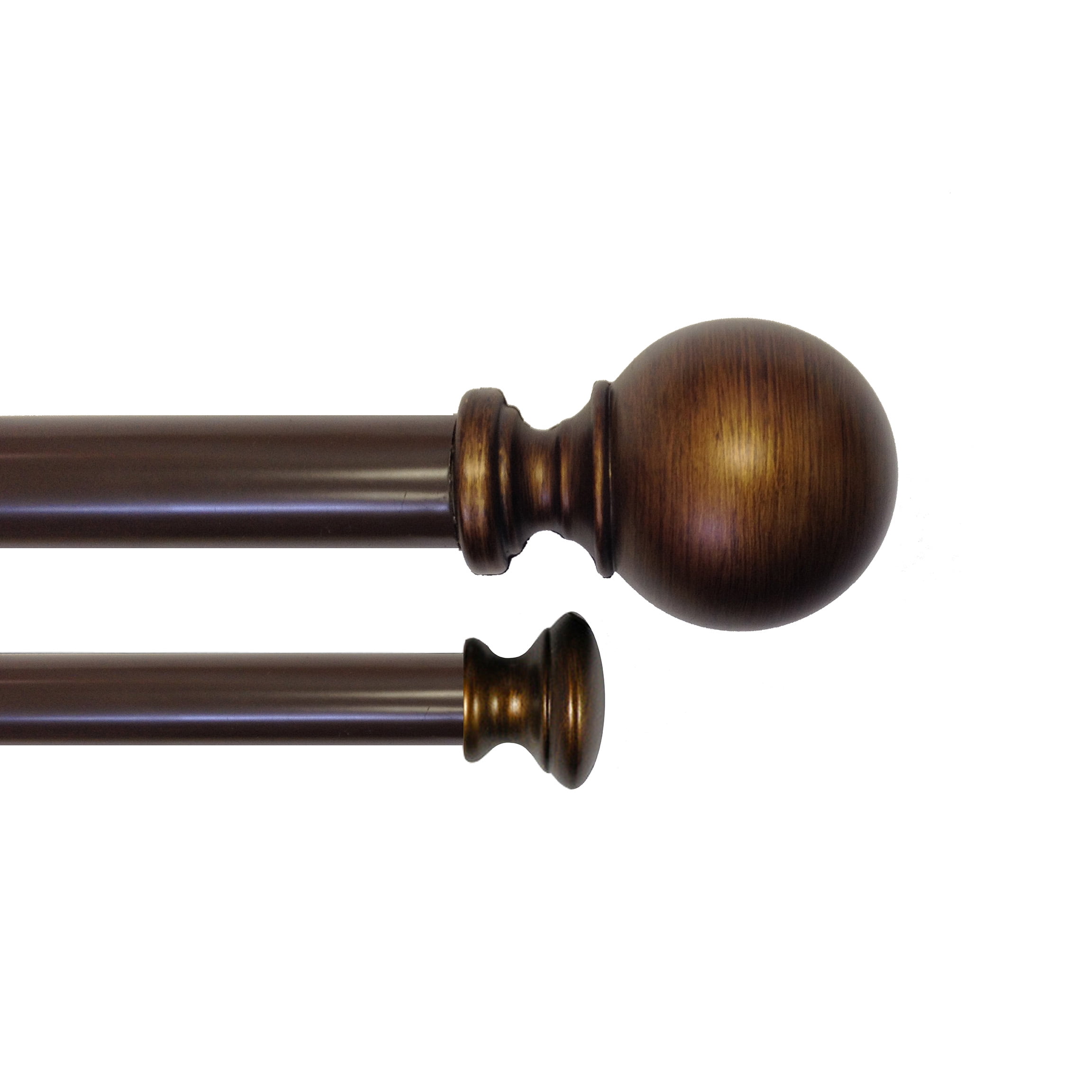 Mainstays 1" Ball Finial Adjustable Bronze Double Curtain Rod Set, 84