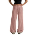 thumbnail image 6 of Uncuffed Pants for Women High Waisted Baggy Sweatpants Drawstring Elastic Waist Comfy Loose Fit Yoga Workout Long Trousers with Pockets Pink M, 6 of 7