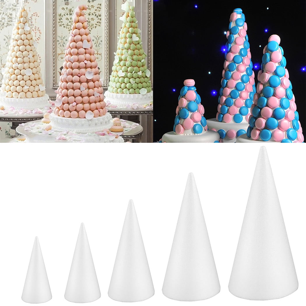  Cake Foam Cone, JUSTDOLIFE DIY White Blank Cake Styrofoam Cone  Craft Cone for Kitchen Chrsitmas Cake Tree Baking : Home & Kitchen