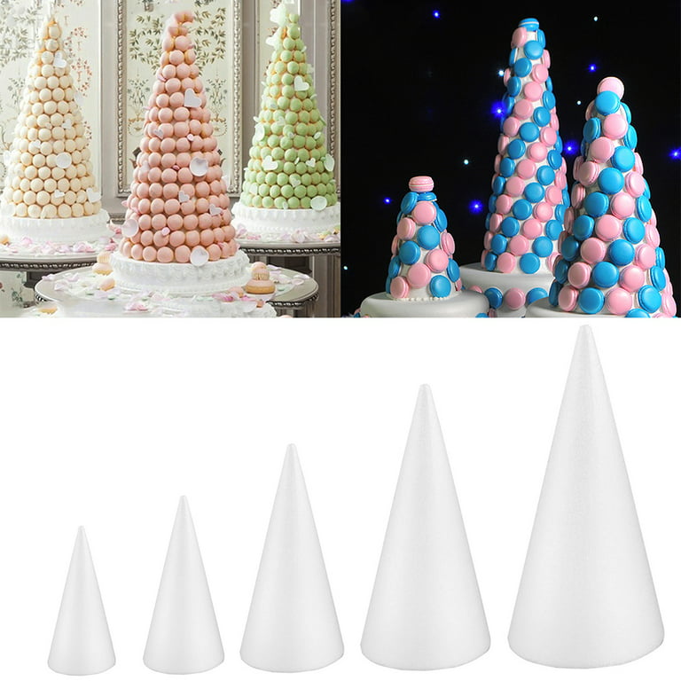 VILLCASE 36 Pcs Cone Trees Christmas Decor Foam Tree Cones for DIY Cake  Decorations Foam Cylinder Cake Dummy DIY Foam Cone Large Foam Cone Tower  White