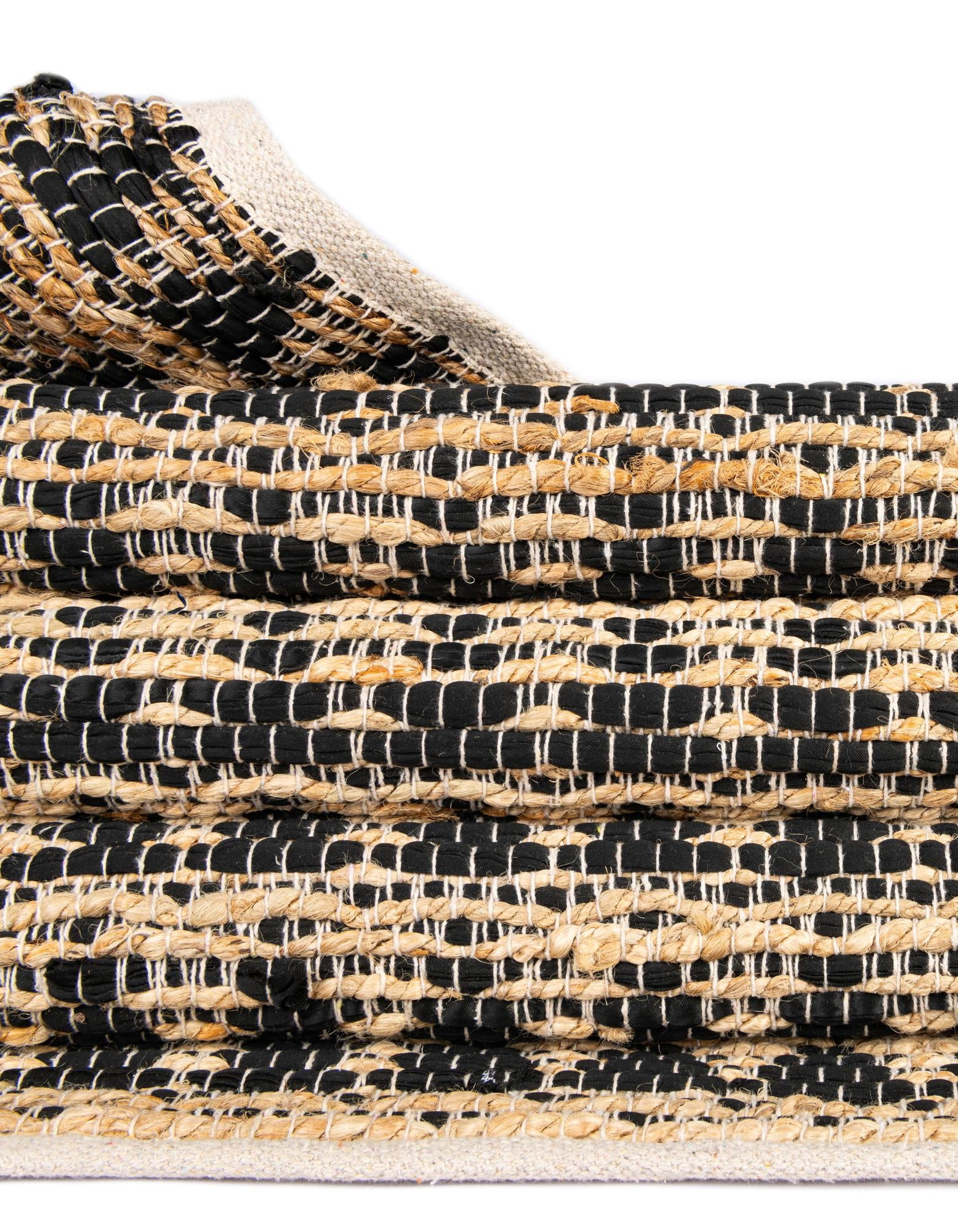 Unique Loom Chindi Jute Collection Area Rug (4' 1" x 6' 1" Rectangle Black/Natural)