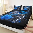 thumbnail image 3 of Castle Fairy Teens Adults Animal Wolves 4 Pieces Queen Sheet Sets,Chic Floral Red Rose Ultra Soft Flat Sheet,Flowers Animal Wildlife Queen Fitted Sheet,Microfiber Bedroom Decor, 3 of 7
