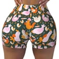 thumbnail image 2 of Haiem Roosters and Chicks No Front Seam Biker Shorts for Women Yoga Workout Gym Bike Shorts with Tummy Control Moisture-Wicking-Small, 2 of 9