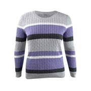 Karen Scott Women's Petite Cotton Striped Sweater (PXL, Purple Combo)