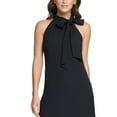 thumbnail image 2 of VINCE CAMUTO Womens Black Stretch Zippered Darted Bow-neck Lined Sleeveless Tie Neck Short Party Shift Dress 12, 2 of 3