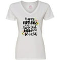 thumbnail image 3 of Inktastic Happy Birthday to the Sweetest Mom in the World Women's V-Neck T-Shirt, 3 of 5