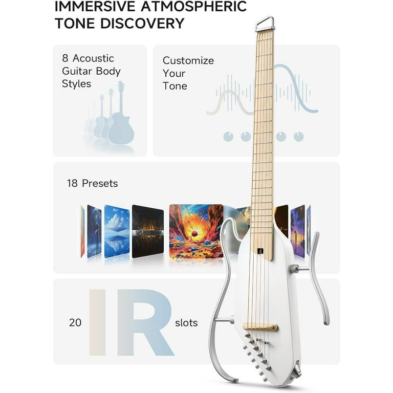 Donner Acoustic Electric Guitar HUSH I PRO Travel Guitar with