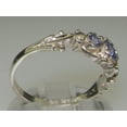 thumbnail image 4 of LBG British Made 18k White Gold Natural Tanzanite Womens Trilogy Ring - 33 size options - Sizes 4 to 12 Available, 4 of 6