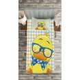 thumbnail image 3 of Ambesonne Cartoon Quilted Bedspread Set 2 Pcs, Hipster Boho Cool Duck, Twin Size, Orange Yellow Blue, 3 of 3