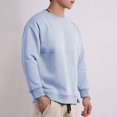 thumbnail image 4 of Mens Crewneck Sweatshirts Casual Long Sleeve Shirts Boys Basic Solid Color Pullover Side Slit Comfort Athletic Workout No Hood Sweatshirt Tops, 4 of 4