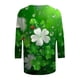 thumbnail image 5 of RKSTN 3/4 Length Sleeve Womens Tops Oversized Crewneck St Patricks Day Lucky Shamrocks Graphic Print T Shirt Womens Casual Plus Size Round Neck Loose Irish Festivities Three Quarter Sleeve Shirt, 5 of 6