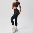thumbnail image 2 of Afdoent Workout Sets For Women Solid Color Breathable Yoga Workout Running Gym Fitness Short Sleeve High Waisted Leggings 2 Piece Outfit Fashion Clothes, 2 of 5