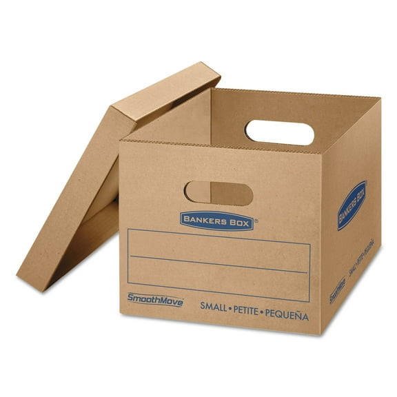 Bankers Box "7714203" Smoothmove Classic Small Moving Boxes, 15l X 12w X 10h, Kraft/blue, 10/carton