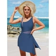 thumbnail image 2 of Charmo Side Split Swimsuit for Womens Mesh One Piece Swimwear Tummy Control Modest Swimdress Bathing Suit, 2 of 6