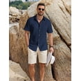 thumbnail image 4 of COOFANDY Mens Cotton Shirts Short Sleeve Button Down Shirt Men Summer Casual Beach Button Up Shirt with Pocket, 4 of 6