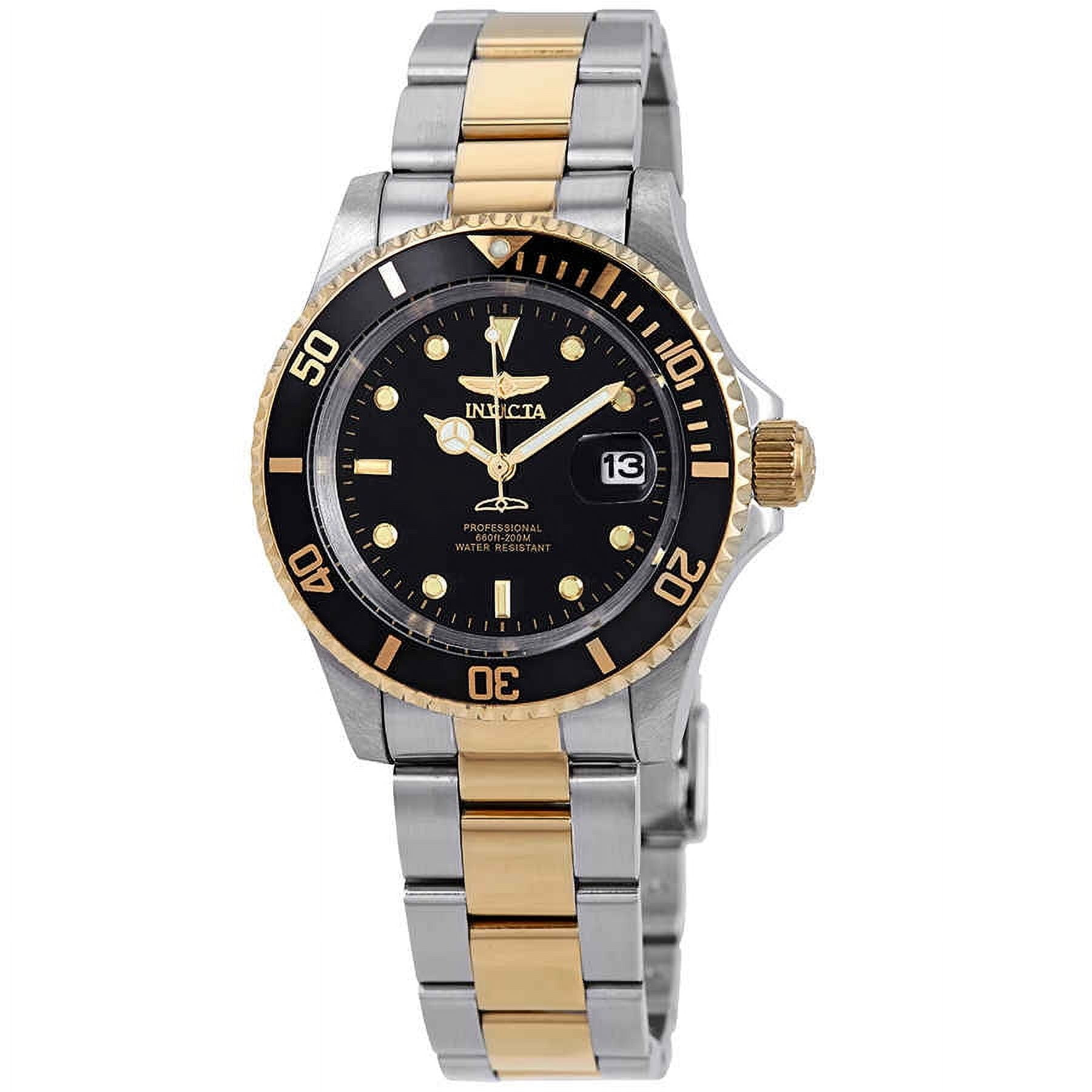 INVICTA Pro Diver Men 40mm Stainless Steel Gold + Steel Black dial PC32 Quartz