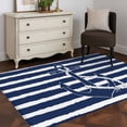 thumbnail image 4 of Area Rug 4x6 Ft, Navy Blue Anchor Nautical Non Slip Area Rugs for Bedroom, Navy Blue Striped Farmhouse Washable Low Pile Indoor Throw Carpet for Home Office Study Room Dining Room Nursery, 4 of 9