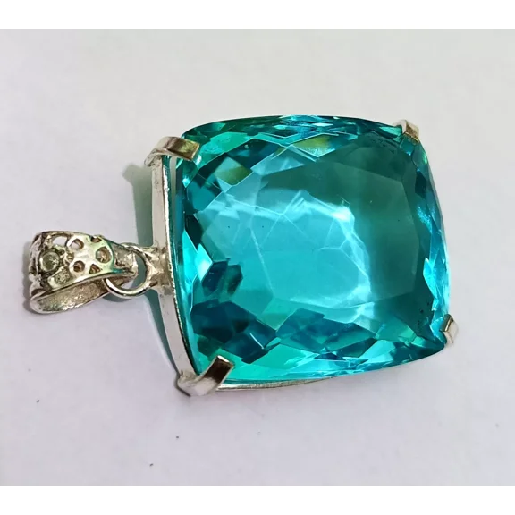 122 Ct Blue Topaz GS Solid Silver Pendant Loose Gemstone