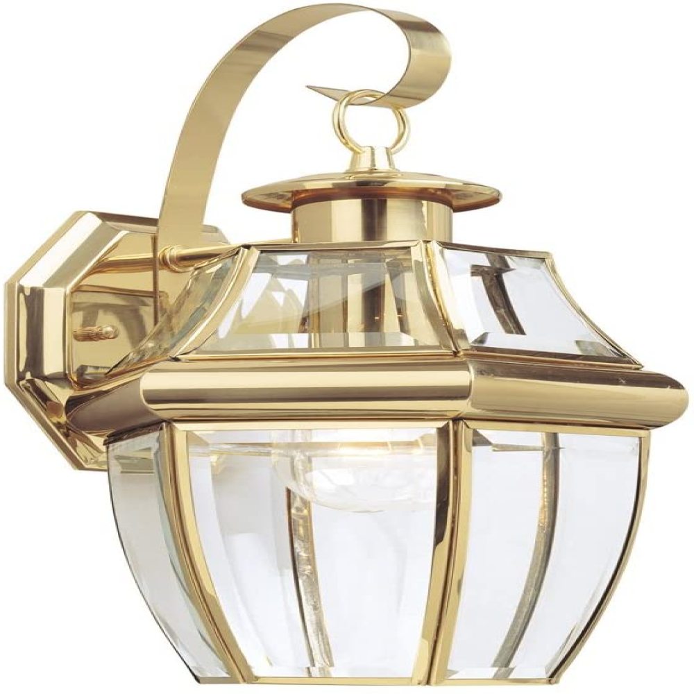 Sea Gull Lighting 8067-02 Lancaster Traditional One - Light Outdoor Wall Lantern Outside Fixture, Polished Brass Finish - image 1 of 2
