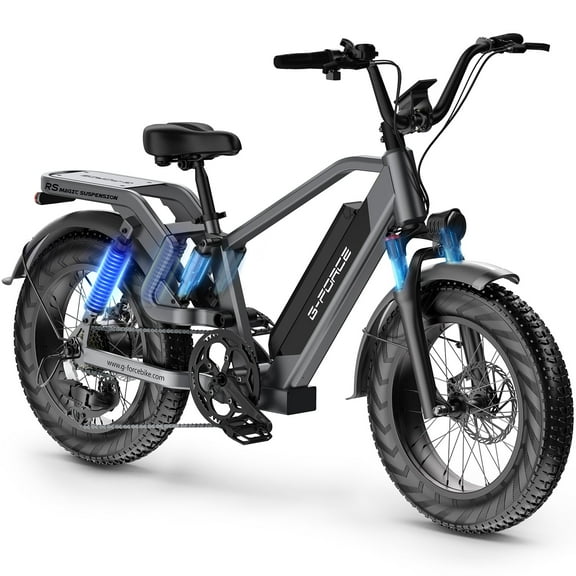 G-force 4'' Fat Tire Electric Bike for Adults, 1300W Peak E Bikes for Men W/48V 15.6AH Battery, Shimano 7 Speed Mountain Bike for off-road, Beach, Snow