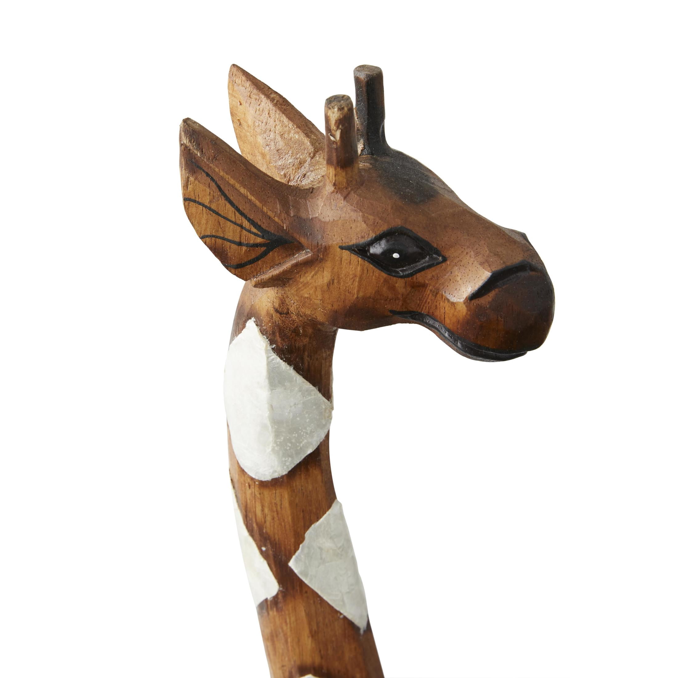 11" x 47" Brown Wood Giraffe Sculpture, by DecMode