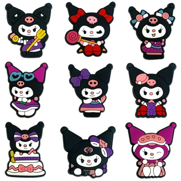 9Pcs Kuromi Cartoon Shoe Decoration Charms, Cute Charms Accessories for Shoes