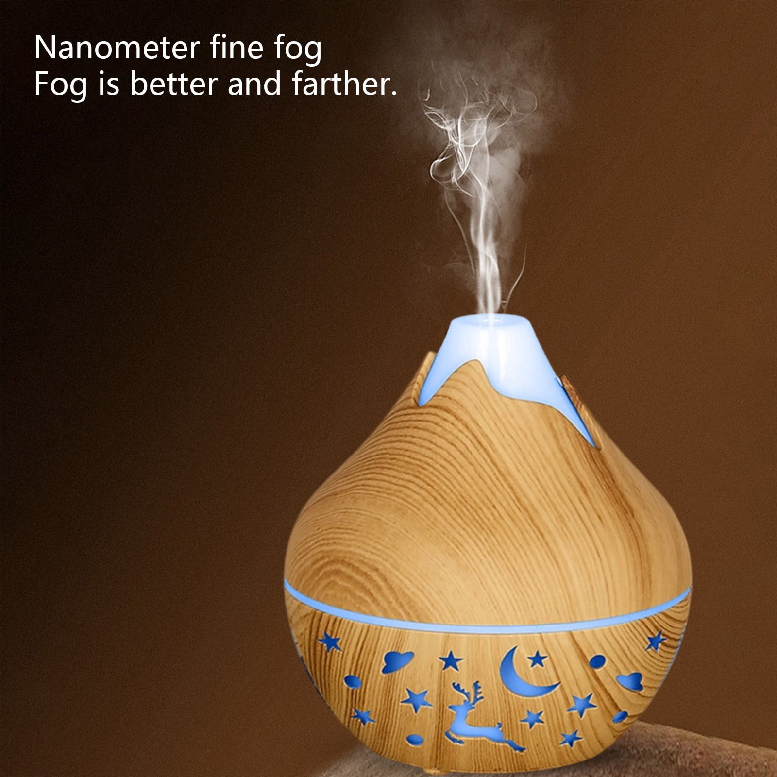 HengDidi Mini Wood Grain Humidifier with Color-Changing Night Light - USB Powered Aroma Diffuser for Oils - Silent Operation for Bedroom or Office - Portable Mist Device