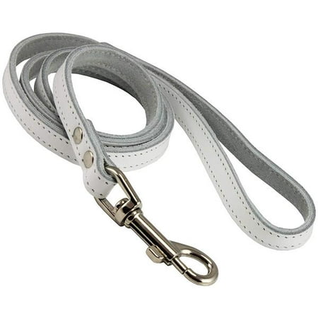 Genuine Leather Dog Leash 4-Feet Wide White (Medium: 1/2