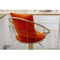thumbnail image 5 of Orange Swivel Bar Stools, Adjustable Counter Height Barstools with Pure Gold Plated & Mesh backrest, Velvet Bar Chairs for Dining Room Home Bar Kitchen Island, Set of 2, 5 of 9