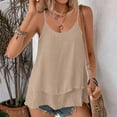 thumbnail image 2 of Women's Sleeveless Double Layer Adjustable Camisole Tops Tanks Cami Casual Daily Wear Loungewear Beach Vacation Outfits Fashion Essential Gift for Women | Sopatenor,Khaki XL, 2 of 9