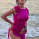 thumbnail image 4 of Womens Summer Parties Dress Insgrams Style Gauzes Round Neck Sleeveless Flower Streamers Outfits Bodycon Dresses rose Red L, 4 of 4