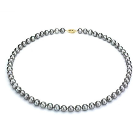 Ultra-Luster 9-10mm Grey Genuine Cultured Freshwater Pearl 18 Necklace and 14kt Yellow Gold Filigree Clasp