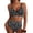 Black, variant on Swimsuit Women Embroidered Floral Textured Bikini Sets 2 Piece High Waisted Bathing Suits Lace Up Back Scalloped V Neck Swimwear