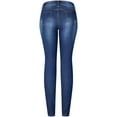 thumbnail image 2 of 2Luver, Women's, Stretchy 5 Pocket Skinny Distressed Ripped Medium Denim Jeans, Medium Blue, 3, 2 of 2
