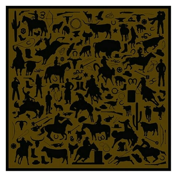 WYOMING TRADERS Cowboy Silhouette Chocolate Regular Jacquard Silk Scarf (CSCH)