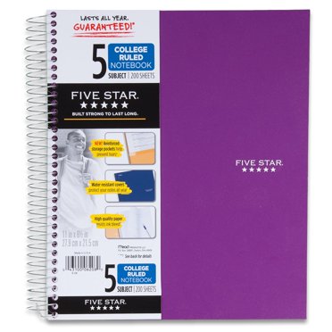 Five Star Composition Book, College Ruled, 100 Sheets, 7 1/2" x 9 1/2 ...