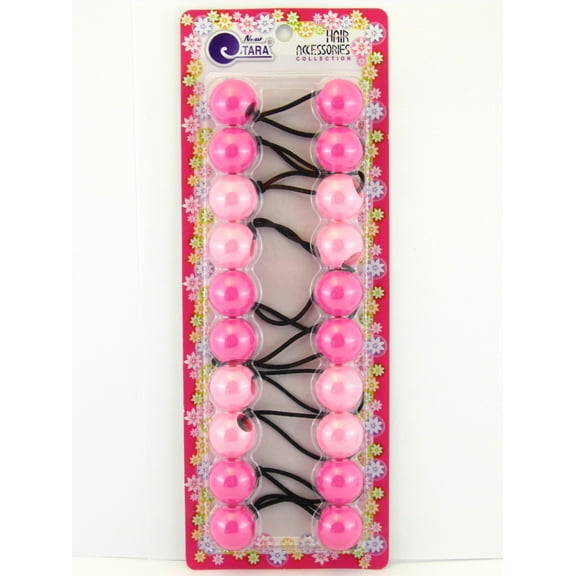 Tara Girls Twinbead 20 mm Ponytail Holder Metal Free Elastics - Solid Shades of Pink - 10 Pcs.