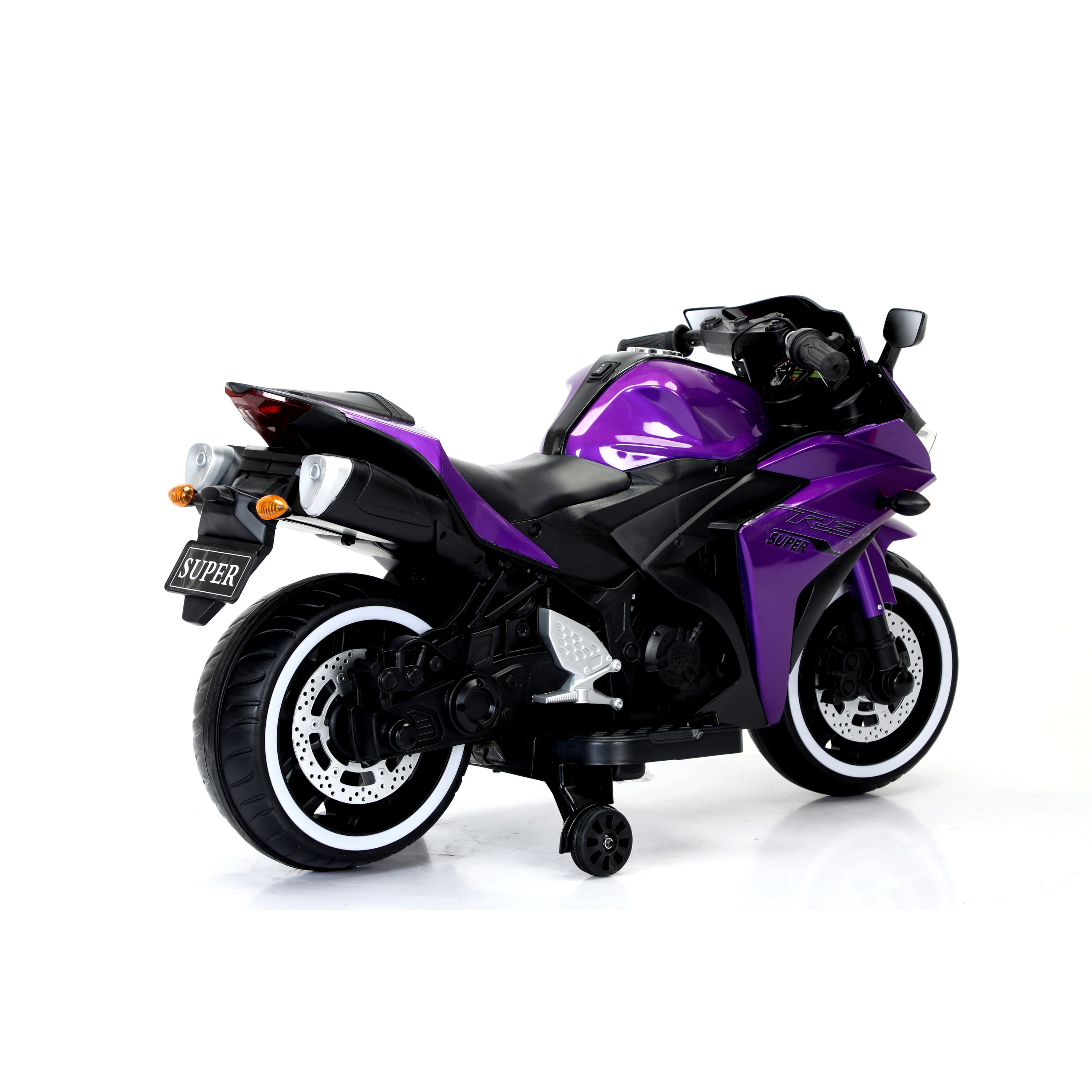 Tamco 12V Motorcycle for Kids 3-6 Years Ride On Vehicle With Training  Wheels/Manual throttle/ Drive By Hand /Lighting  Wheels