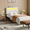 thumbnail image 2 of Rolanstar Twin Size Headboard Only - Wall Mount Upholstered Head Board with LED Lights, Charging Station & Soft Padding,White, 2 of 7