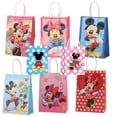 thumbnail image 2 of Juego de 6/24 bolsas de regalo con asa para decoración de fiestas de cumpleaños de Mickey Minnie Mouse, bolsas de papel para dulces, suministros para fiestas de baby shower para niños y niñas, 2 of 5