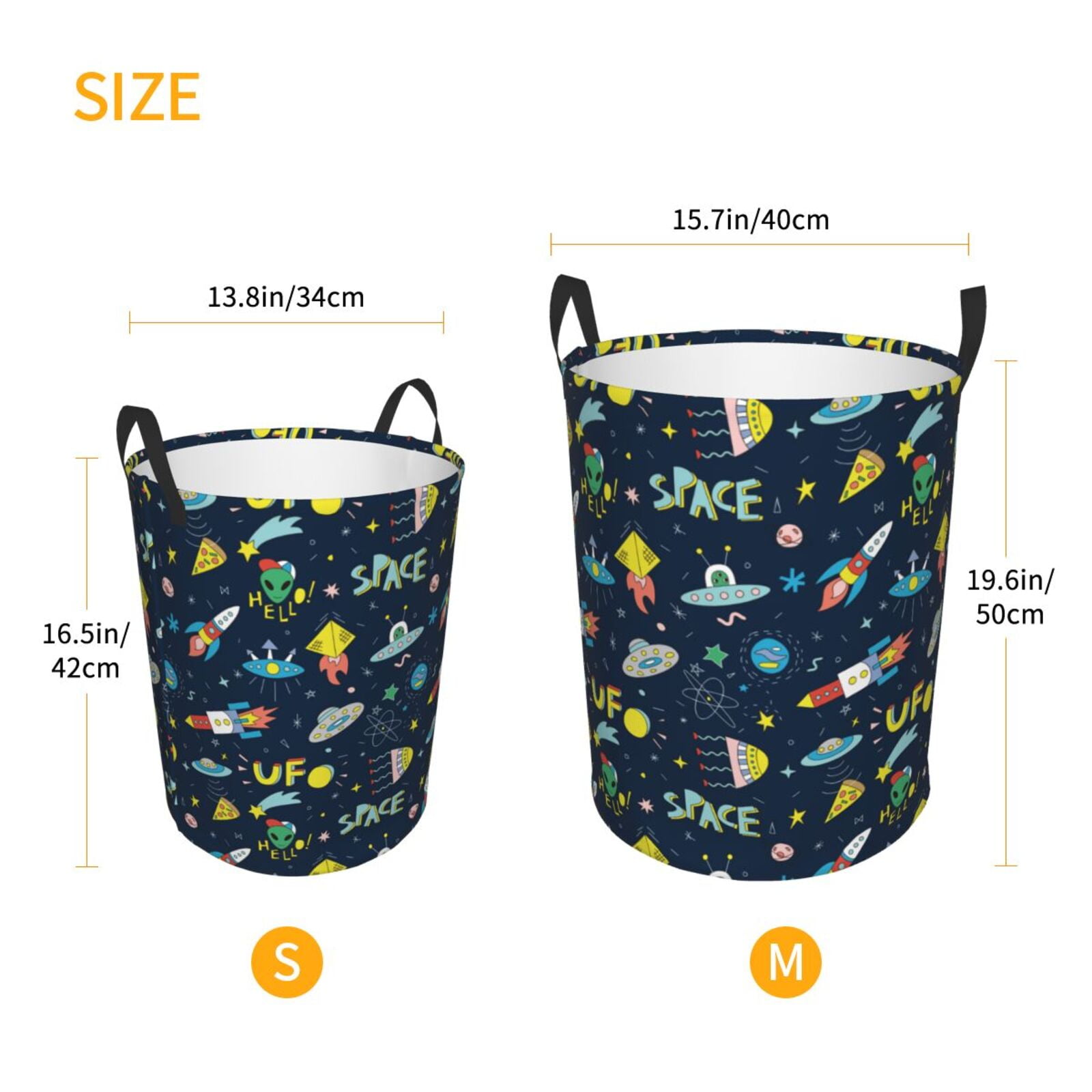 Large Laundry Basket with Handles - Funny Spaceships Kids Baby Dirty Clothes Laundry Hamper for Bedroom Aesthetic