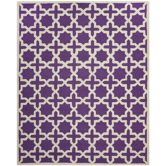 SAFAVIEH Cambridge Liz Geometric Wool Area Rug, Purple/Ivory, 8' x 8' Square