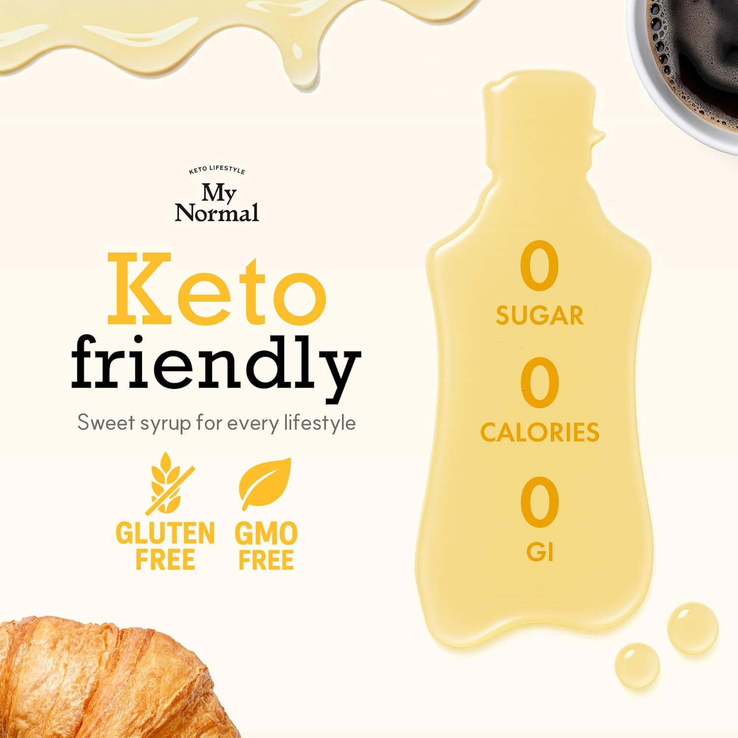 My Normal Keto Allulose Large Size, Allulose 99.52%, Monk Fruit, Stevia Blend Thin Syrup, Zero Calorie Sweetener, 1:1 Sugar Substitute, Low Glycemic, Gluten Free, Zero Net Carbs, Zero Sugar (32oz)