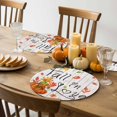 thumbnail image 4 of Fall Round Placemats Set of 4 Fall In Love Place Mats Thanksgiving Woven Placemat Pumpkin Wood Grain Circle Braided Table Mat for Kitchen Dining Table Autumn Party Home Decor 15 Inch, 4 of 9
