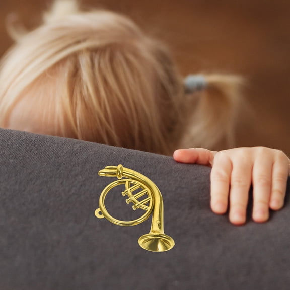 Nestingho 4Pcs Small Fake Instruments Mini Musical Instruments Golden Miniature Trumpet Toy For Home Ornament