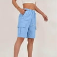 thumbnail image 4 of ABATAB Cargo Bermuda Shorts for Women Wide Leg Knee Length Summer Casual Capris High Waisted Outdoor Hiking Athletic Pants(X-Large,Blue), 4 of 7