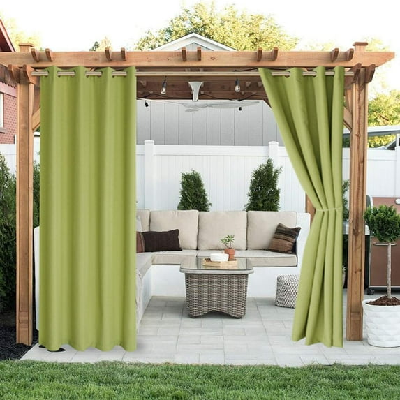 ZXNYH Linen Look Indoor/Outdoor Curtains, 105 x 95 Inch, Cream, Set of 2 Panels – Waterproof, Privacy, Sun Blocking Textured Grommet Curtains for Patio, Pergola, Porch, Deck, Lanai, and Cabana