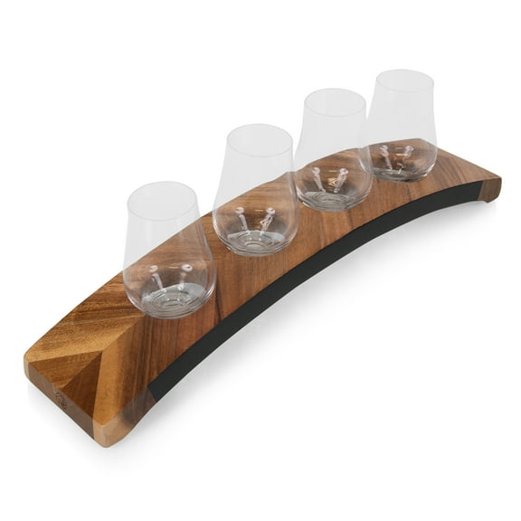 Legacy Lowlands Whiskey Flight Tasting Set with Glencairn® Glasses, Acacia Wood
